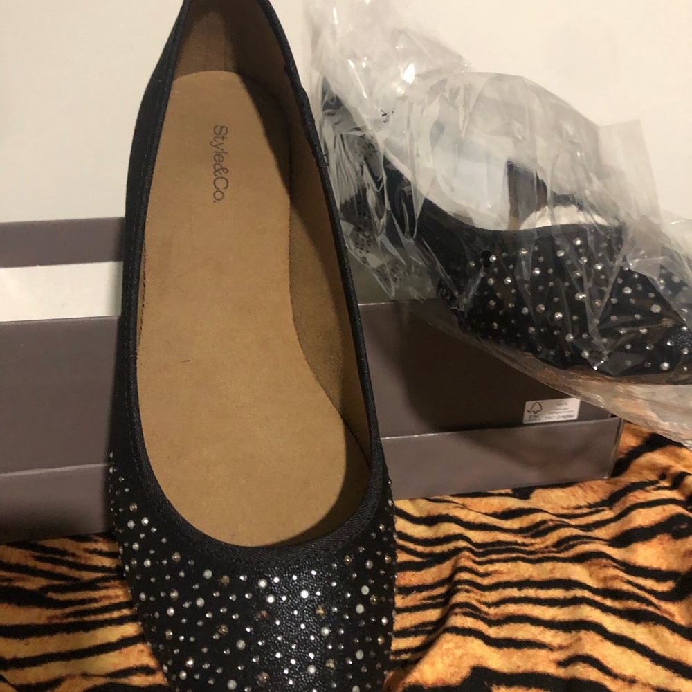 Style & Co Black Glitter Flats